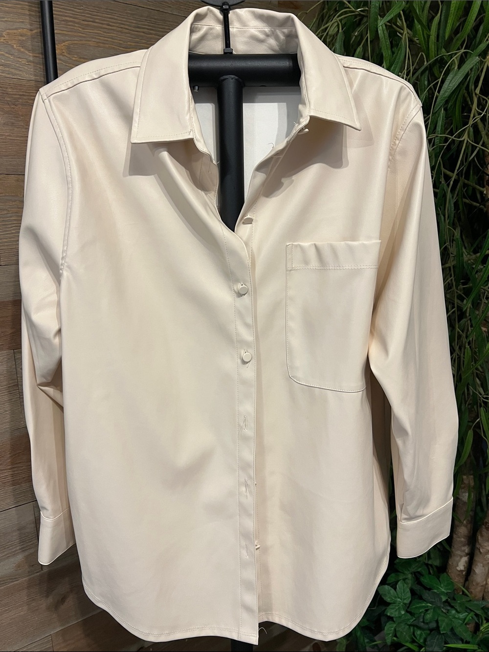 A New Day cream faux leather shirt/shacket  S